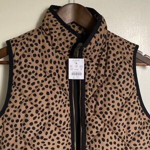 NWT J. Crew Tan and Black Polka Dot Vest